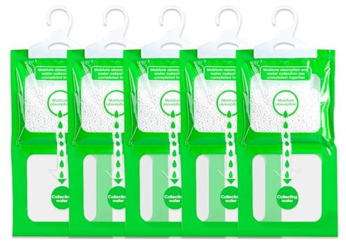 Baxcdyswe 5 Pack Antihumedad Armarios, 80g Deshumidificador Armario, Bolsas Antihumedad Armarios Habitacion, Absorbe Humedad Quitador, Quitar Humidade Ambientadores Ropa, Antimoho, Anti Humedad