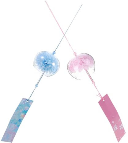 Kisangel 2pièces Lot de Carillons Éoliens Verre Suspension Japonaise Décoration Traditionnelle pour Balcon Jardin Ou Intérieur