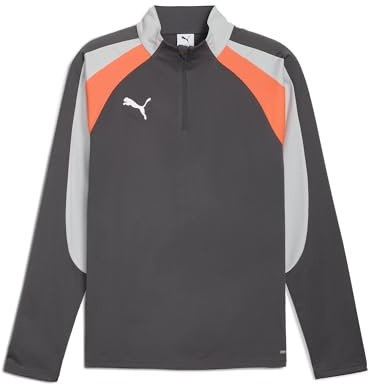 PUMA Herren Individualliga 1/4 Zip Top Hemd, Shadow Gray-puma White-Glowing Red, M EU