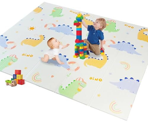 CCLIFE Krabbelmatte Baby Spielmatte Kinder 196x176x1cm Faltbar Spielteppich Spielunterlage Groß Rutschfest Beidseitig Tragbar Wasserdicht Innen Außen Bunt