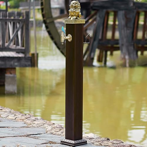 Colonne d'eau de jardin carrée verticale en acier inoxydable avec robinet et fontaine extérieure anti-gel