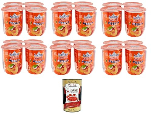 Italian Gourmet SanThè tè alla pesca Eistee 24 x 200ml Schwarztee | Infuso vero in acqua leggera, Pfirsichgeschmack für unterwegs, merenda, Gesamtnettogewicht 4,8 L + Kostenlos Polpa 400g