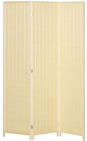 HOMCOM Paravent Interieur en Bois 3 Panneaux 135 x 180 cm séparateur de pièce Pliable cloison de séparation pour Salon Chambre à Coucher Maison, Bois Naturel