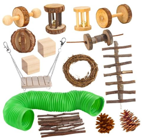 Kisangel Hamster Spielzeug Set 15 Pcs Holz Haustier Klettern Spielzeug Schleifen Spielzeug Für Tiere