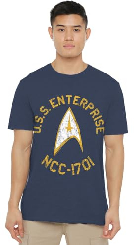 Star Trek Collegiate Unisex T Shirt, Navy, Large
