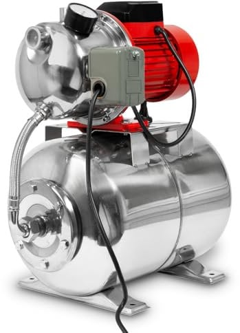 EBERTH Autoclave per Acqua per Casa 3600L/h, 5bar, 750W, Pressostato per Funzionamento Automatico, Serbatoio in acciaio inox da 24L, autoadescante, altezza di aspirazione 9m, altezza di mandata 40m