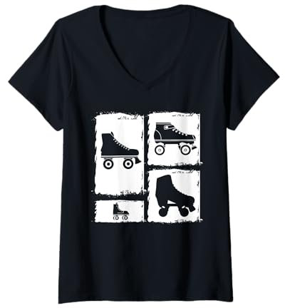 Damen Rollschuhfahrer Rollschuhe T-Shirt mit V-Ausschnitt
