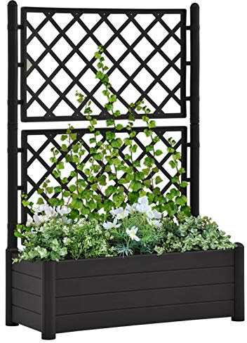 Xichuzi Pflanzkübel mit Spalier, Pflanzkasten, Pflanzgefäße Für Draussen, Blumenkübel, Blumenkasten, Outdoor, 100x43x142 cm PP Anthrazit