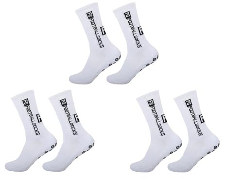 Vimmvid 3 Paare Grip Socken Fussball Kinder, Football Socks, Grip Socks Weiß, FußBallsocken Komfortabel Atmbar für Jungen Alter 6-12 FüR Sport Laufen