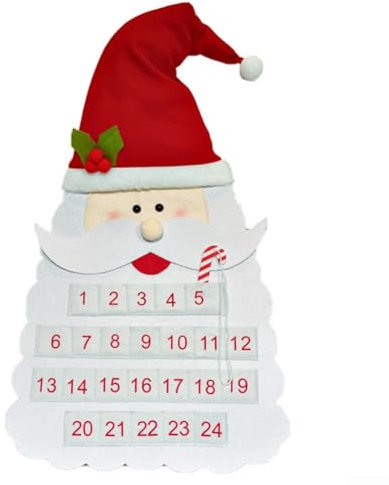 Niedlicher und farbenfroher Adventskalender zum Aufhängen an der Wand mit Weihnachtsmann-Design, verschönern Sie Ihre festlichen Feiern (A)