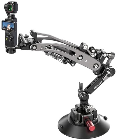 MECHRIG MR01 Brazo hidráulico para cámara MECHRIG - Soporte para Coche con Ventosa de 15 cm y riel NATO de liberación rápida, Brazo Amortiguador para dji Osmo Pocket 3/Insta360/Go Pro