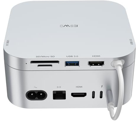 Hub Mac Mini M4 con carcasa NVMe SSD, base USB C con 2 puertos USB-C, puerto de datos USB-A, lector de tarjetas SD para Mac Mini M4, M4 Pro