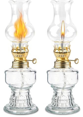 2 Stück Glas Petroleumlampe Für Innenräume, Öllampen Aus Glas, Vintage Petroliumöllampe Petrollampe Klassisches Petroleum Lampen Öl Lampen Für Wohnzimmer, Esszimmer, Garten, Notfalleinsatz, Dekorative