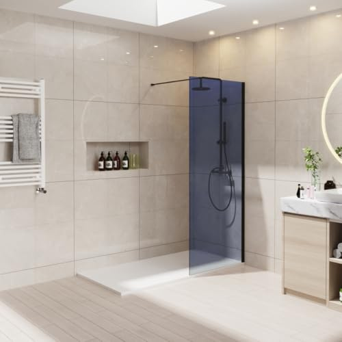 NRG 700 x 1950mm Grey Wetroom Screen Walk in Shower Enclosure 8mm Easy Clean Glass Wet Room Screen Panel