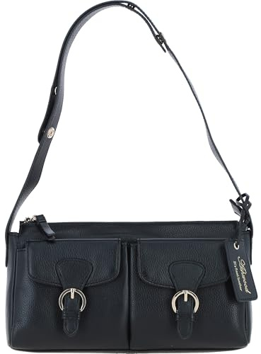 Ashwood Women’s Real Leather Shoulder Bag – Adjustable Strap, Twin Front Pockets & Back Zip, Gold Hardware, Compact Baguette-Style Handbag for Work, Travel & Everyday Use: 64416