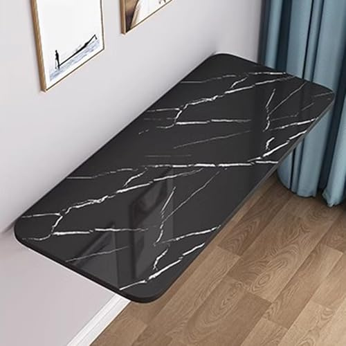 RiouPsithuric An der Wand montierter Klapptisch, Wandtisch mit starker Tragfähigkeit, Schreibtisch für kleine Räume, Arbeitstisch und Stuhl für Schlafzimmer, Esszimmer, Küche (Schwarz, 39,3 * 11