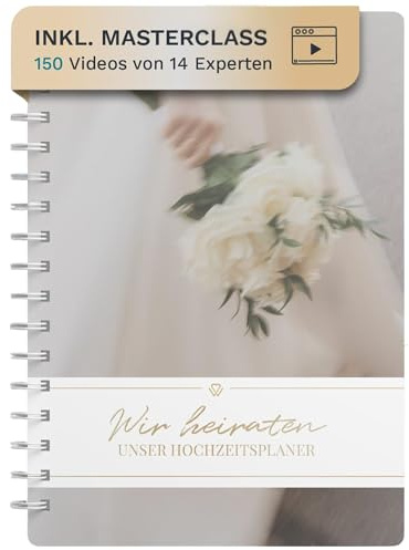 Hochzeitsplaner Buch (Kompakt DIN A5), 240 Seiten, Guide zur Hochzeit mit Checklisten, Budgetplaner & vielen Tipps + Gratis MasterClass Zugang