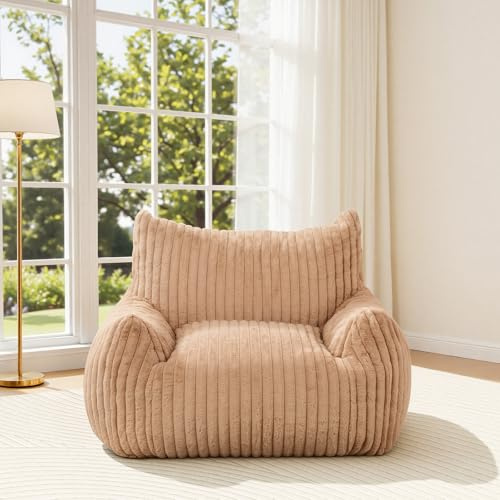 MeMoreCool Sitzsack XXL für Erwachsene, Plüsch Bodensessel, Khaki | Großer Weicher Sitzsack mit Füllung, Ideal zum Spielen, Lesen und Entspannen im Wohnzimmer, Schlafzimmer oder Jugendzimmer