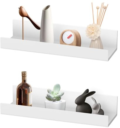 Generisch Selbstklebende Wandregale, 27 cm, 2er Set, Kunststoff, Weiß, Dekorative Schweberegale für Wohnzimmer, Schlafzimmer, Bad, Küche