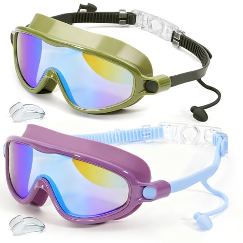 Bluesmile Schwimmbrille für Kinder, 2er-Pack, Weitblick, Antibeschlag & UV-Schutz, Schwimmbrille für Jungen und Mädchen im Alter von 3-14 Jahren