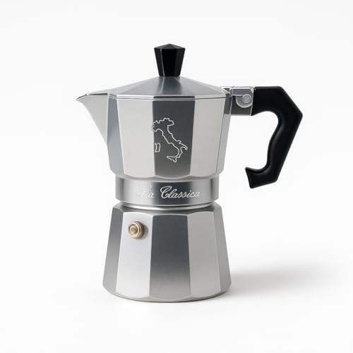 Today Home Mokarella La Classica Caffettiera Alluminio, Mezza Tazza 0,5 Alluminio, Argento/Nero, Italia