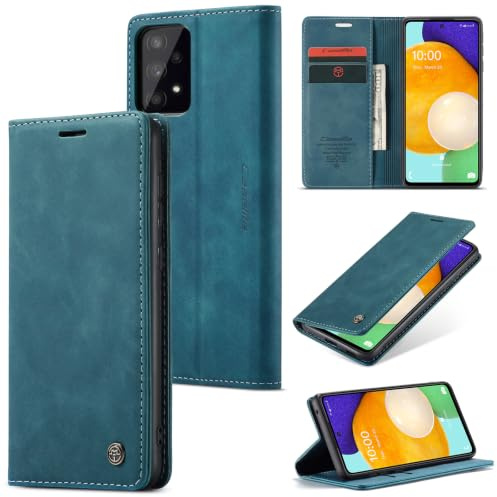 Sojlecyu Hülle für Samsung Galaxy A53 5G Klapphülle Kartenfach, Blaugrün | Magnetisch, 2 Kartenfächer & 1 Geldfach, Standfunktion, stoßfeste TPU-Innenschale, Schutzhülle, Handyhülle, PU Leder