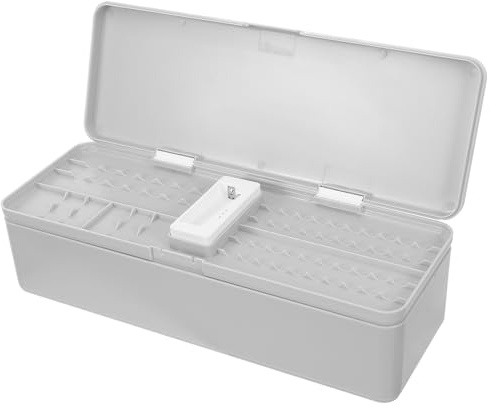 jojofuny Aa Aaa Button Battery Organizer Case, Dual-layer Grey Plastic Storage Box for Coin Cells, Aaa Aa Battery Holder Container for Home and Travel