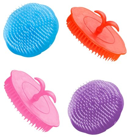 Luxshiny Kopfhautmassagebürsten Zufällige Farbe zur Steigerung der Durchblutung aus PE 4 Stück mit Angenehmem Griff und Effektiver Massage für Gesundes Haar und Entspannte Kopfhaut