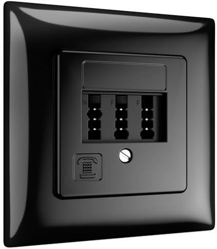 deleyCON Telefondose Unterputz TAE NF/F NFF, 1 Stück - Schwarz | 2x Telefonanschluss + 1x Nebenstelle, Anschlussdose für Fax, Anrufbeantworter, Modem, NTBA und DSL-Splitter