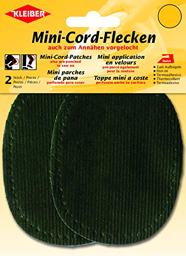 Kleiber Small Iron On or Sew On Oval Cord Arm/Knee Patches-Green