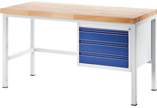 RAU | Werkbank | Gestellbauweise | 3 Schubladen Größe L | Tiefe 900 mm | Breite 1000 mm