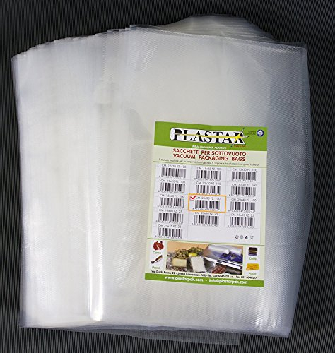 Plastar Pak - 100 Buste 25x35 per Sottovuoto Goffrate 105 Micron Sacchetti per alimenti
