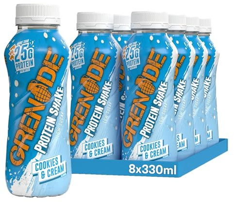 Grenade Cookies & Cream High Protein Shake, 8 x 330 ml | Over 25 g Protein Per Bottle, Smooth & Creamy, Ready to Drink, Perfect for On-The-Go, Vegetarian