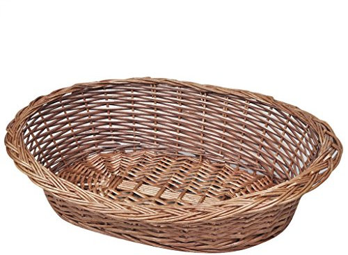 Festnight Weide Hundekorb/Tierbett Katzenbett Hundebett Weidenkorb Katzenkorb Naturfarbe 70x48x18cm