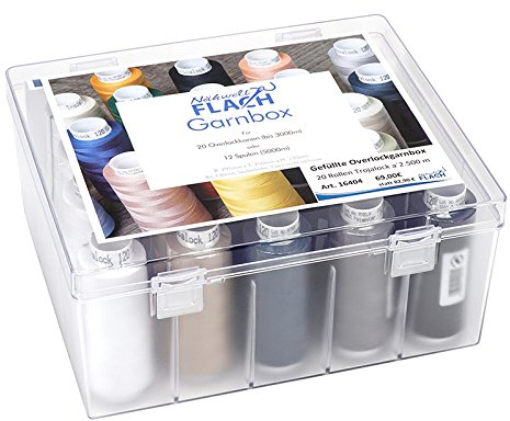 Nähwelt Flach Acryl-Garnbox gefüllt mit 20 Konen Trojalock je 2.500 m