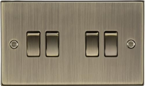 10AX 4G 2 Way Plate Switch - Square Edge Antique Brass CS41AB