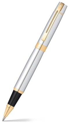 Sheaffer 300 - refillable rollerball pen, polished chrome, gold-tone trim