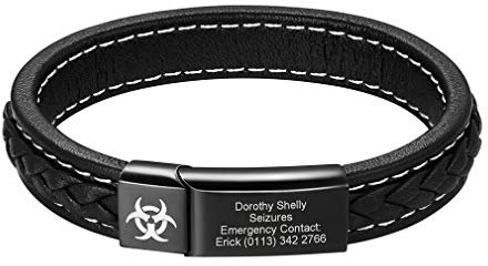 Custom4U Bracelet Cuir Personnalisable Homme,Gourmette Cordon Prénom Personnalisé 21cm,Bijoux Cadeau Anniversaire Noel pour Hommes Garçons