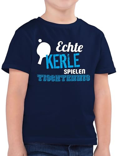 Kinder T-Shirt Jungen - Sport Kleidung - Echte Kerle Spielen Tischtennis - 164 (14/15 Jahre) - Dunkelblau - Sportshirt 25. Geburtstag tischtennisspieler Tshirt Spruch Kindershirt Shirt kindershirts