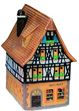Geschenkladen in Rothenburg o.d. Tauber aus Porzellan – Windlicht Lichthaus Miniatur-Modell – B10 x H19 x T13 cm - Dekohaus Weihnachtsdorf Miniaturwelt Winterdeko Sammlerobjekt Weihnachtsdekoration