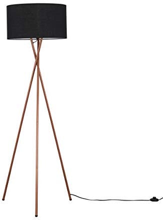 MiniSun | Modern Copper Metal Tripod Floor Lamp with a Black Shade | Floor Lamps & Torchieres, Home Décor, Improvement & Lifestyle Essential