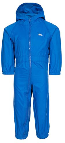 Trespass Unisex Kids Button Waterproof Rain Suit With Hood, blue, 18-24 Months UK