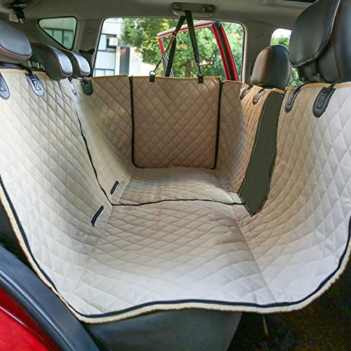 CSDY-Hundedecke Auto Rückbank Mit Seitenschutz Für Auto/Kombis/Van/SUV, Teilbar wasserdichte Autoschondecke Hund Rücksitz Mit Anschnallgurt, Kratzfest & rutschfest
