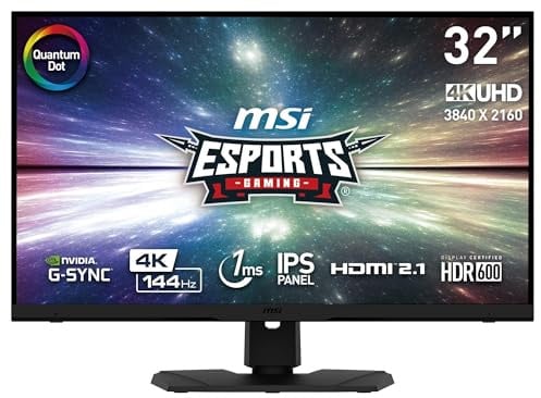 msi Optix MPG321UR-QD 32“ 4K UHD Gaming Monitor - 3840 x 2160 IPS Quantum Dot Panel, 144 Hz / 1ms, G-SYNC compatibile, 97% DCI-P3 colore (10-Bit), DisplayHDR 600 - HDMI 2.1 CEC, DP 1.4a, USB Type-C