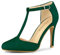 Allegra K Women Rounded Toe Stiletto Heel T-Strap Dress Pumps Green 5 UK/Label Size 7 US
