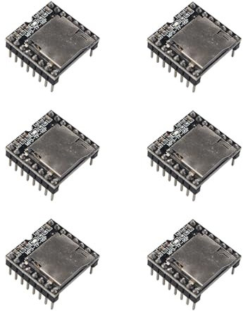 Jopto 6 Stück Mini MP3 Player DFPlayer Master Modul Audio Voice Board Shield MP3 Sprachdecodierkarte Unterstützt TF Karten U Disk E/A serielle Schnittstelle AD Kompatibel mit Arduino UNO