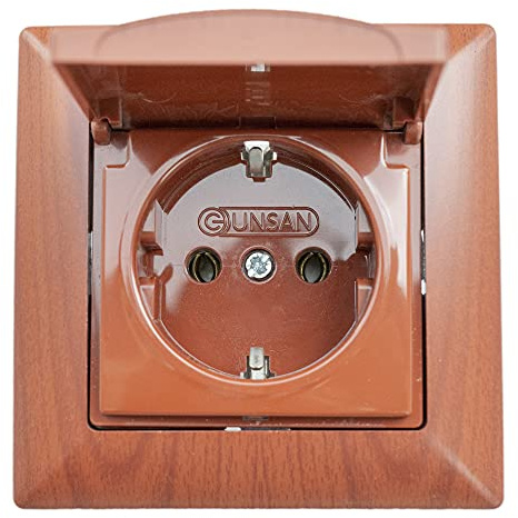 Visage Steckdose mit Deckel Unterputz Kirschbaumholz Holz-Optik Praktisches Steckklemmen-System - Kabelanschluss ohne Schrauben