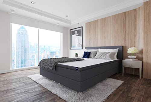 Best for Home Boxspringbett Polsterbett Sawana mit Bonellfederkern-Matratze und Topper Schlafzimmer (Graphit, 120x200cm)