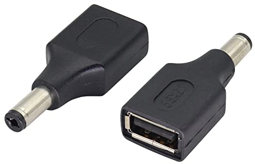 AAOTOKK(2 Pack 5V USB to DC5.5×2.1mm Plug Power Converter Adapter USB 2.0 A Female to DC 5.5×2.1mm Male DC Barrel Power Plug Charger Cord Connector for 5V DC or USB Charging Device(F/5.5×2.1mm)