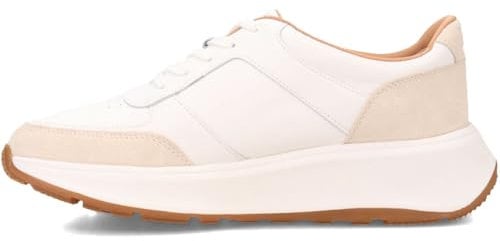 Fitflop Women's F-Mode Leather/Suede Flatform Sneakers, Urban White, 7 UK